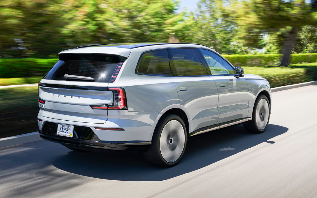 2025 Volvo EX90 Electric SUV parked on a scenic road